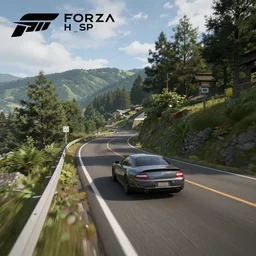 screenshot of forza horizon set in japan, mountain pass, rtx, dlss, uhd