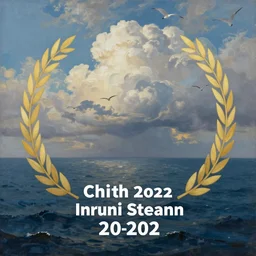 a painting of an ocean with clouds and birds, day time, low depth field effect