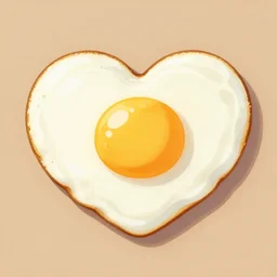 illustration of a fried egg in heart shape