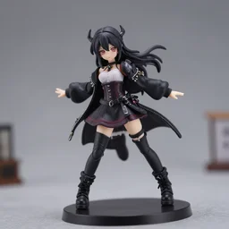 still figurine of goth wearing alternative clothes, personification, dynamic pose, detailed product photo, featured on amiami, 8 k, 8 5 mm, f. 1 4, beautiful composition,