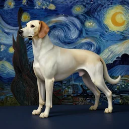 a detailed digital matte painting of a celestial field spaniel in space, in the art style of Vincent van Gogh, visionary, masterpiece