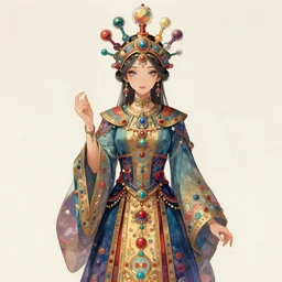 colorful mysterious female mage, intricately ornate tunic, alchemical headdress character huge illustrations with soft light drawn by james joan and gerrit van hontost and katsuhiro otomo, inspired by akira anime, smooth facial features, intricate oil paintings, high detail illustrations, sharp high detail, manga and anime 1 9 9 9