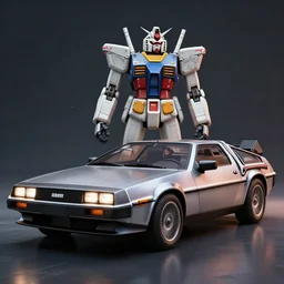 cinematic shot of an 8 k photorealistic delorean dmc - 1 2 mecha design, gundam, octane render, cgsociety