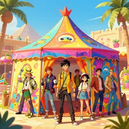 zouk bazaar egypt wonderland tent multicolor cartoon vibrant that looks like it is from borderlands and by feng zhu and loish and laurie greasley, victo ngai, andreas rocha, john harris official fanart behance hd artstation by jesper ejsing, by rhads, makoto shinkai and lois van baarle, ilya kuvshinov, rossdraws