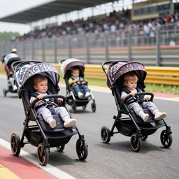 babies race in f 1 strollers at le mans