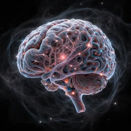 a boltzmann brain made of nebulous filaments of the cosmic web, hyperdetailed, hubble ultra - deep field 8 k resolution, jwst