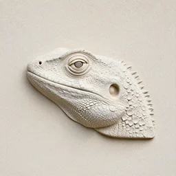 a lizard head in the style vhils on wall in stone