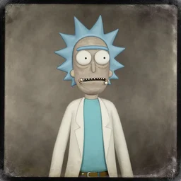 beautiful tintype portrait photograph of rick and morty