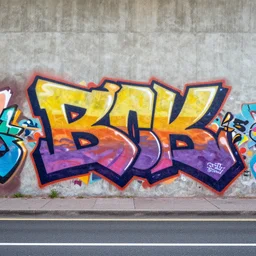 4 k hd, high resolution photograph of graffiti letters on a highway wall, full colour, shot with sigma f / 4. 2, 2 5 0 mm sharp lens, wide shot, high level texture render