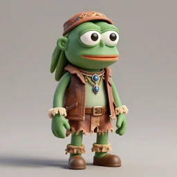 a 3 d render of a pepe dressed in hippie clothes