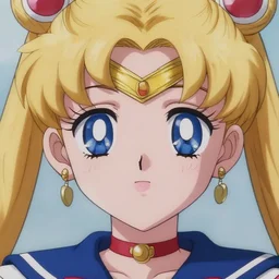 face macro shot, teen sailor moon, flat light, overcast