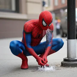 spiderman urinating in public