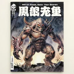 watercolor painting of new nocturnal comic cover by dan brereton with mutation creature, hyper detailed, flash baked at 6 0 0 f