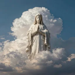 big fluffy clouds in the shape of virgin mary