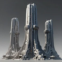 3 d sculpt of a thick futurist scifi tower inspired by the matrix, star wars, ilm, beeple, star citizen halo, mass effect, starship troopers, elysium, the expanse, high tech industrial, artstation unreal