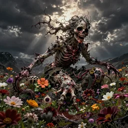 gruesome recursion bloody hellscape with flowers