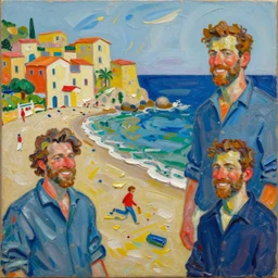 acrylic paint impasto reliefs, happy italian beach scene, an artwork by charles w. bartlett and jackson pollack and colin campbell cooper and signac