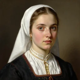 portrait en bust of irish peasant lass, traditional corsican, perfect detailed eyes, intricate, highly detailed, artstation, illustration, jurgens, rutkowski, bouguereau