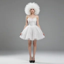 Sia furler photoshoot wearing a dress full body puffy wig