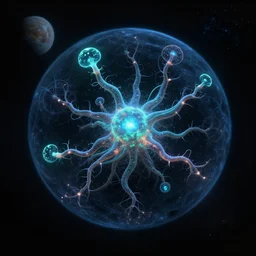 Bioluminescent Life in the Deep Sea of an Exoplanet, art by Donato Giancola and Marc Simonetti and Ernst Haeckel, 8k resolution