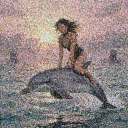 epic portrait of six-pack muscled Mila Kunis wearing black choker riding a dolphin jumping from the water, sun rays across sky, pink golden hour, stormy coast, intricate, highly detailed, shallow depth of field, tentacles in the distance, epic vista, Ralph Horsley, Daniel F. Gerhartz, Artgerm, Boris Villajo, Lilia Alvarado
