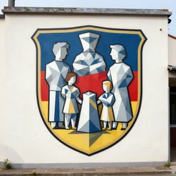 german family crest, street art, mural, geometric, polygonal, vector illustration, tshirt artwork