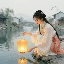 grand festival, a beautiful girl is putting on a river lantern, chinese watercolor style, trending on artstation, global illumination, radiant light, night lighting, fantasy art by makoto shinkai, lois van baarle, ilya kuvshinov, rossdraws and tom bagshaw, detailed and intricate environment, 8 k