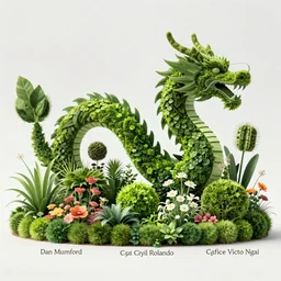 autumn a dragon life garden floral display, verdant topiary, pastiche by Dan Mumford, pastiche by Cyril Rolando, pastiche by Victo Ngai, Precise and Intricate Linework, Art Nouveau Cosmic 4k Detailed Matte Illustration featured on Behance ,CGSociety, Han Purple and Cerulean color scheme