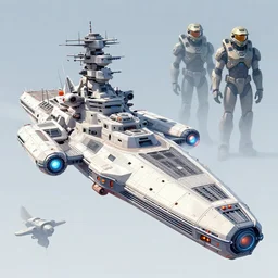 a spaceship inspired by a battleship and maschinen krieger with docking bays and lights, ilm, beeple, star citizen halo, mass effect, starship troopers, elysium
