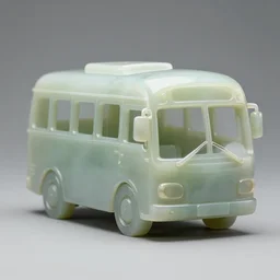 city bus, jade sculpture, studio light