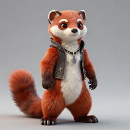 redblack stoat male furry _ fursona, coalpunk, mustelid furry character photorealism