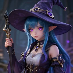 ultradetailed rpg character portrait of a cute nebulapunk witch, digital art,, intricate, sharp focus, trending on artstation hq, deviantart, volumetric lighting, unreal engine, octane render