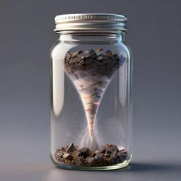 Tornado in a jar, photorealistic, 3d, digital art