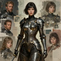 hyperdetailed portrait of beautiful armored girl dark. digital painting, artstation hq. intricate, elegant. wlop, greg rutkowski, marat zakirov. helen ilnytska. sci fi incredible background. vincent di fate. full height. decollage. assemblange. cgsociety. 8 0 s sci fi art