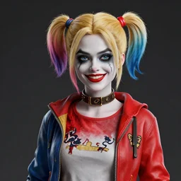 detailed 3 d render of elizabeth olsen as harley quinn