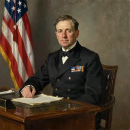 portrait of united states president smithers mccormack barrington iv, 1 9 5 6. sitting at the resolute desk. oil on canvas by william sidney mount. trending on artstation