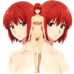 !! fullbody yoshitaka amano and ayami kojima gorgeous anime girl symmetrical face, short red hair, crop top, shorts, hyper detailed, character concept, intricate, elegant, digital painting, artstation, smooth, sharp focus
