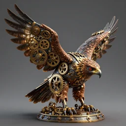 hawk made of gears, steampunk theme, Artstation contest winner, unreal engine 5, rendered with octane ray tracing