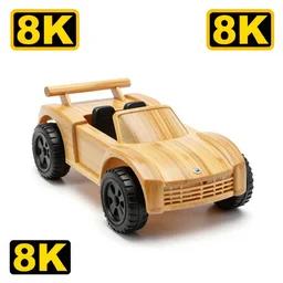 bamboo remote control car, 8k product photo, isolated on a pure white background, centered, entire object in frame, sharp focus, soft studio lighting