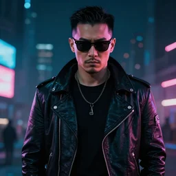 portrait of cyberpunk gangster