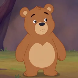 phil collins in a bear costume in the style of disney animation