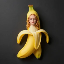 a banana shaped like emma stone, dark humor, dalle 2 reference