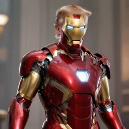 Donald Trump as Iron Man, still from Marvel Movie, 8k, high detail,