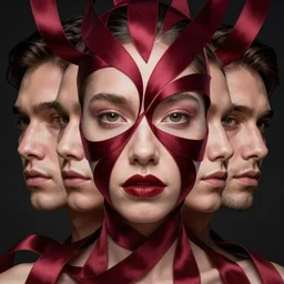 chaotic burgundy satin ribbons instead of skin build image of strange dangerous mystic face, moebius, bao pham, donato giancola, larry elmore, masterpiece, trending on artstation, featured on pixiv, cinematic composition, beautiful lighting, sharp, details, hyper - detailed, hdr, 4 k, 8 k