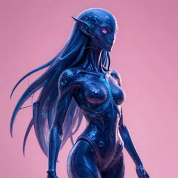 a xanathar made of bioluminescence slimy skin in a ufotable studios art style, fantasy, elegant, crisp 8 k line art, digital painting, artstation, unreal engine, octane render, emissive lighting, concept art, matte, sharp focus, hyper realistic lighting, illustration, deep royal blue and pink color scheme, art by koyoharu gotouge