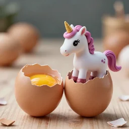 egg cracking hatching with unicorn inside