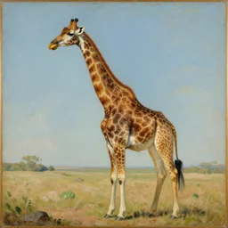 old painting of space giraffe called lary