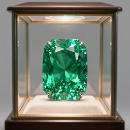 A Large Emerald inside a Display Case, HD, 8k