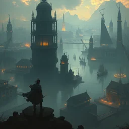 digital art of lagos. by greg rutkowski, trending on artstation, high quality artwork, steampunk style.