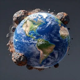 the earth is hit by massive asteroid and blown up by a big explosion and opens the core, epic, high details, dramatic lighting, apocalypse 8 k